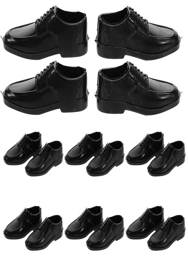 ERINGOGO 10 Pairs Miniature Black Doll Shoes for Scale Dolls Charming Design for Dollhouse Games and Micro Landscape Decorations Easy Swap - Image 1